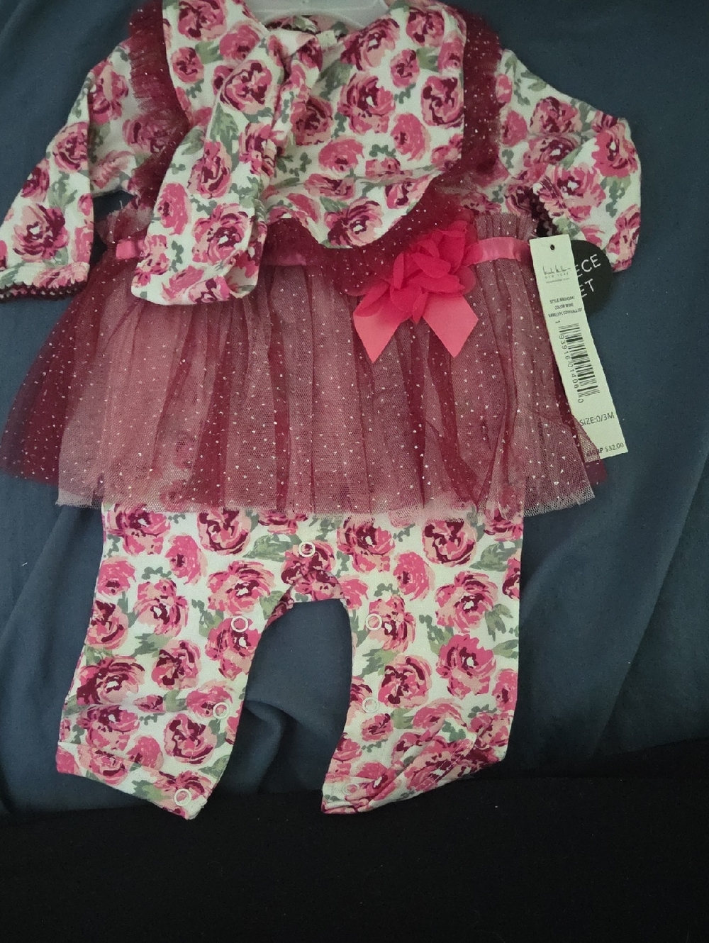 Floral Pink & White Baby Tutu Romper